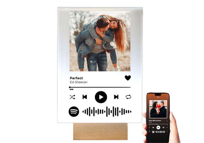Music Glass con base in legno