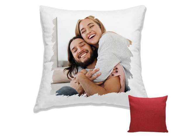Cuscino bicolore rosso personalizzato