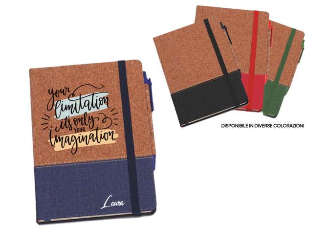 Taccuino con penna in sughero personalizzato
