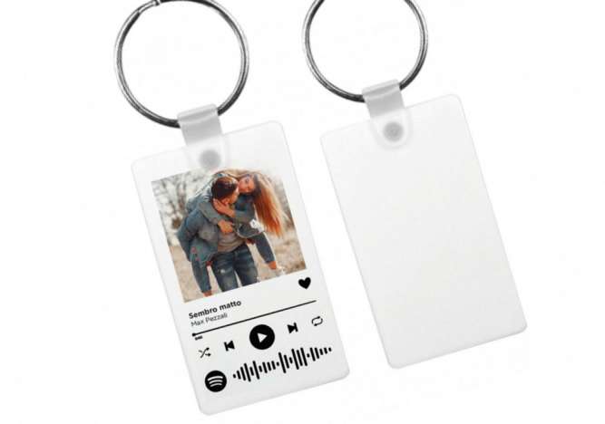 Portachiavi Spoty in plexiglass bianco Personalizzato