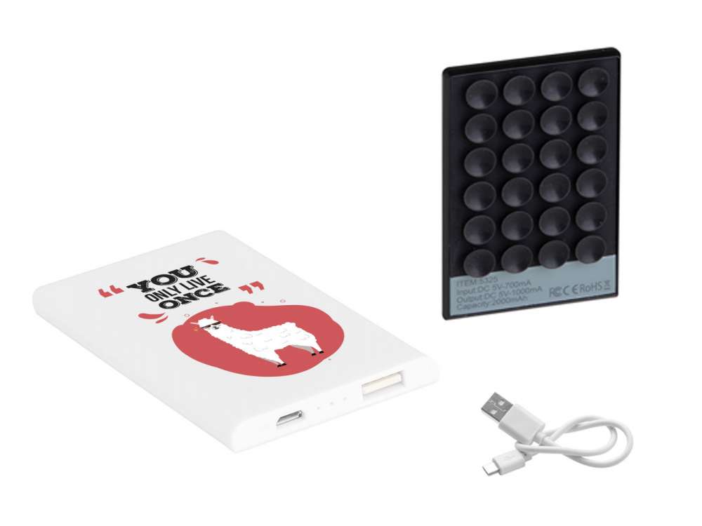 Powerbank slim 2400 mAh con ventose personalizzata