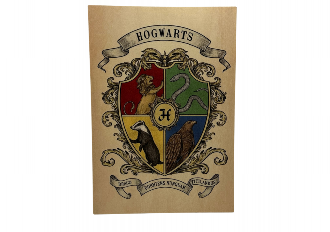 Targa Casata in legno - Harry Potter (Stemma Hogwarts)