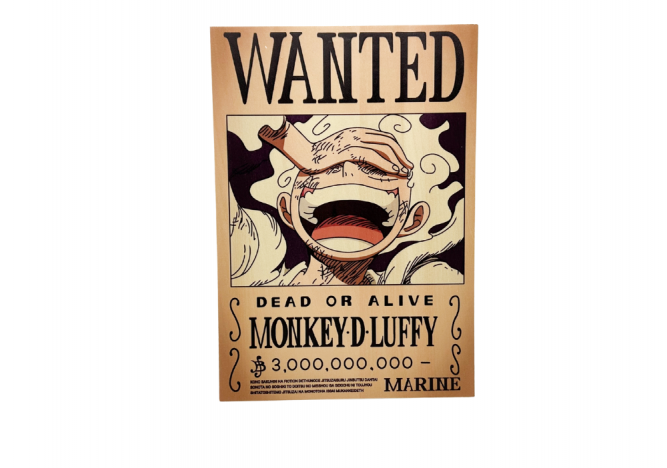 Targa "WANTED" One Piece – Taglia da Pirata ( Monkey D. Luffy Gear 5)